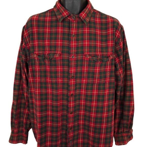 Vintage Abercrombie & Fitch Flannel Shirt Mens Size Large Red Green Christmas - Picture 1 of 7